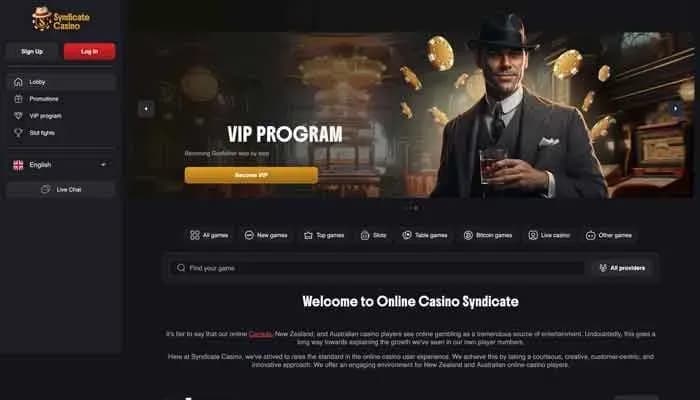 Syndicate Casino website screenshot