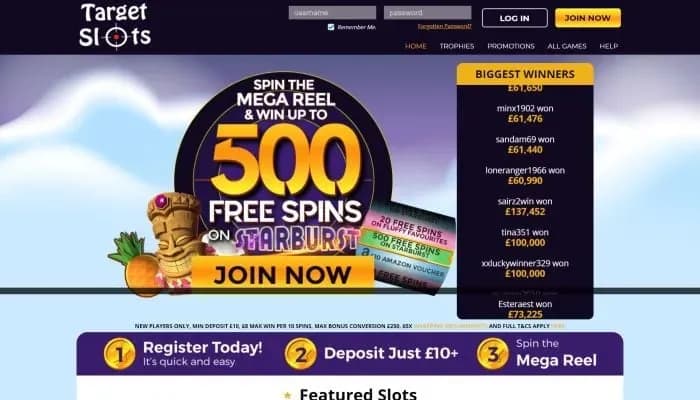 Target Slots Casino website screenshot