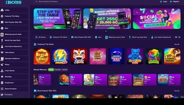 The Boss Casino website screenshot