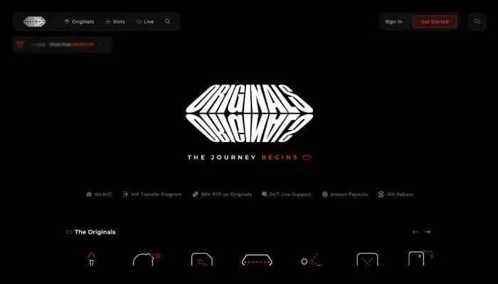 The Originals Casino website screenshot
