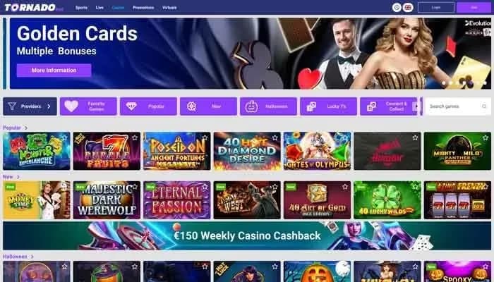 Tornadobet Casino website screenshot
