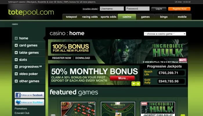 Totesport Casino website screenshot
