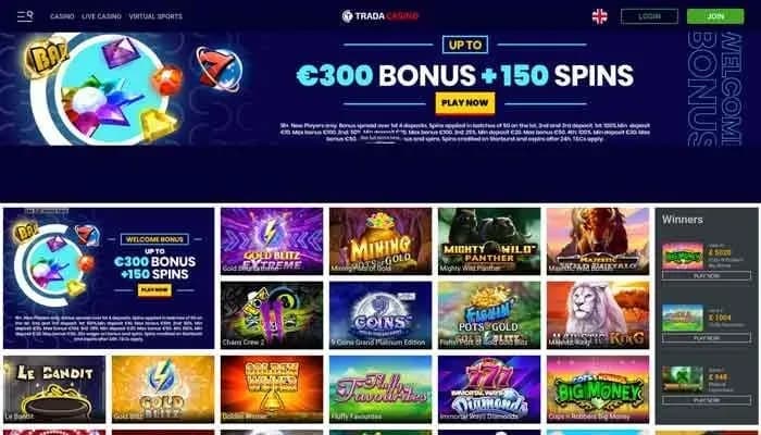 Trada Casino website screenshot