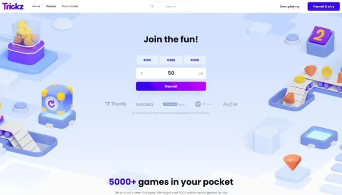 Trickz Casino website screenshot