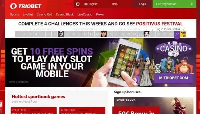 Triobet Casino website screenshot