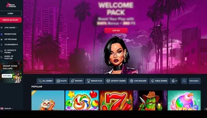 Trips Casino website screenshot