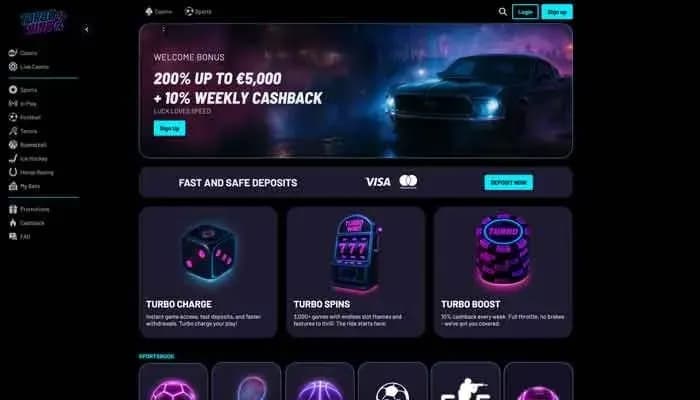 Turbo Wins Casino website screenshot