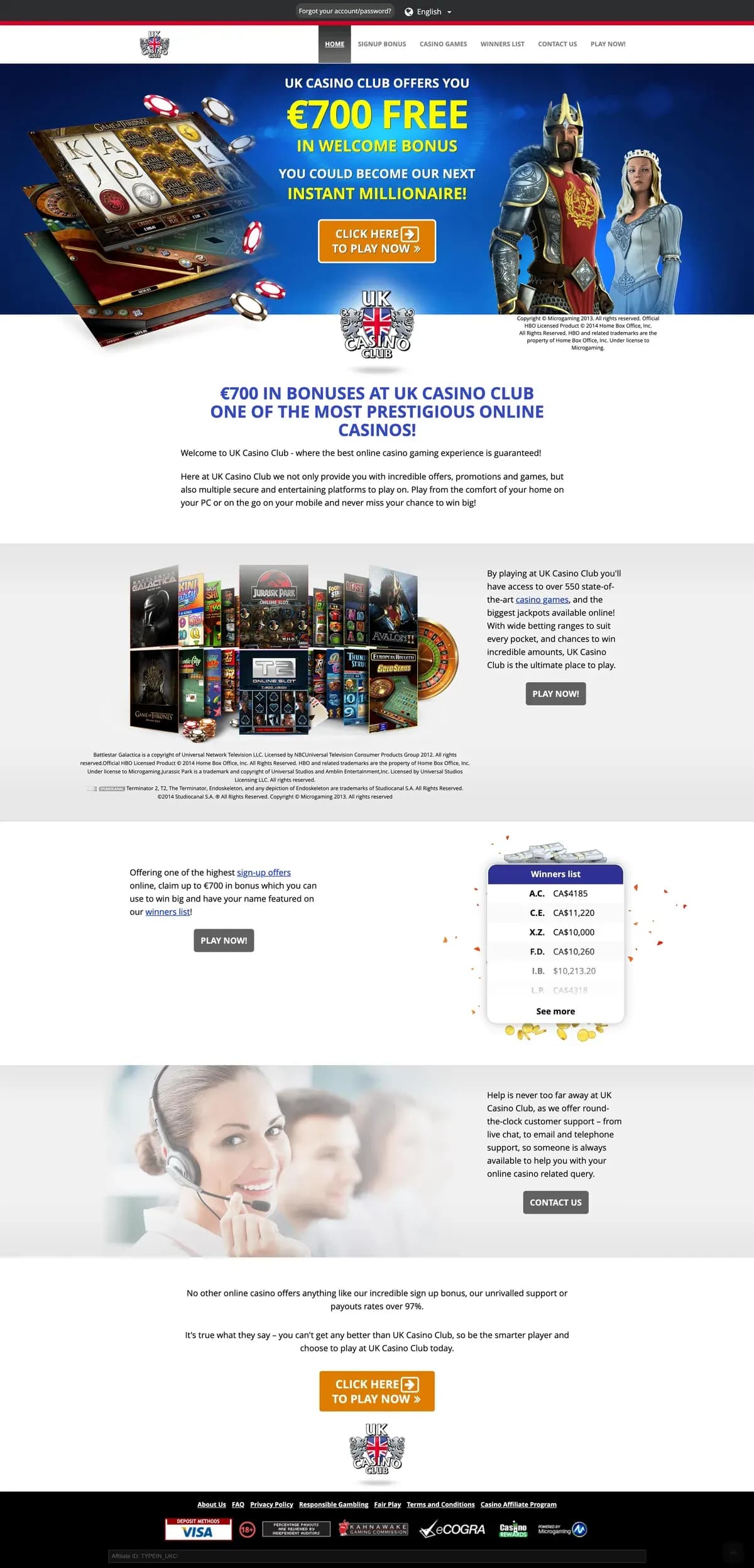UK Casino Club website screenshot
