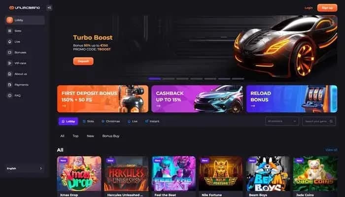 Unlim Casino website screenshot