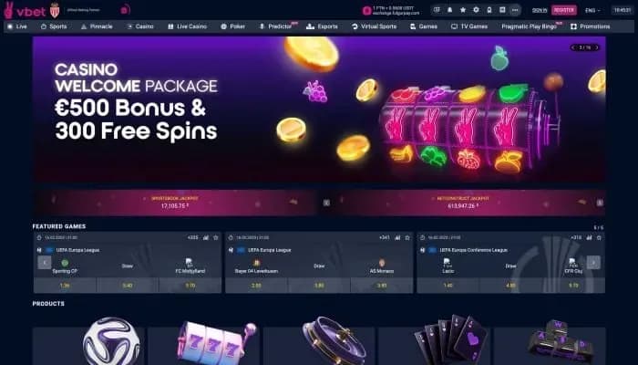 Vbet Casino website screenshot