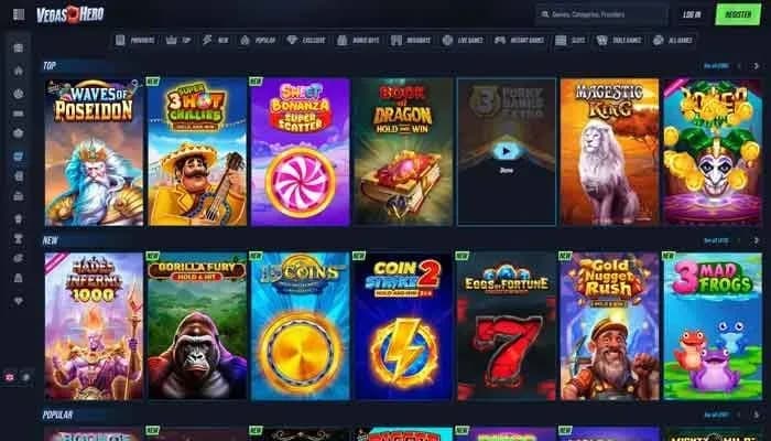 Vegas Hero Casino website screenshot