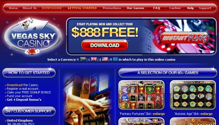 Vegas Sky Casino website screenshot