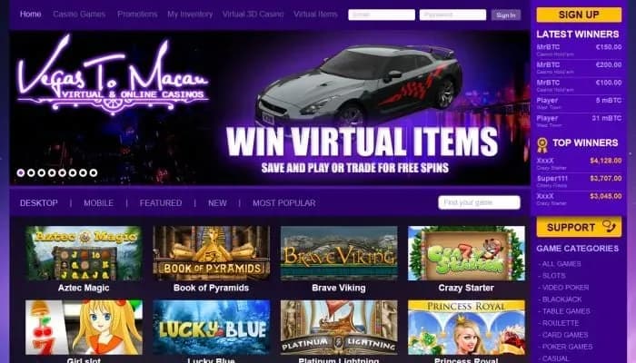 Vegas To Macau Casino website screenshot