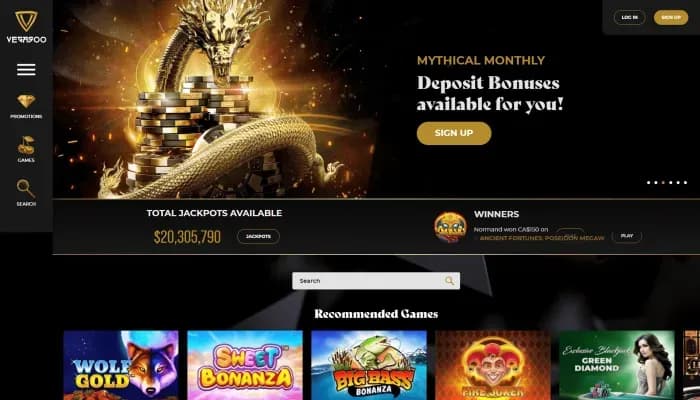 Vegasoo Casino website screenshot