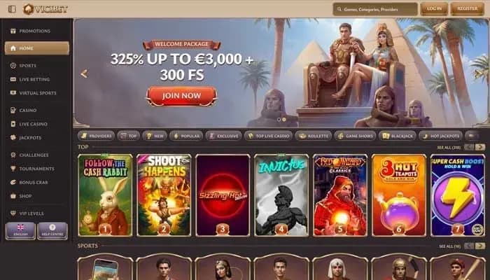 ViciBet Casino website screenshot