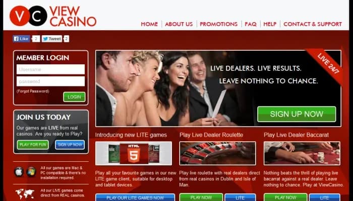 View Casino website screenshot