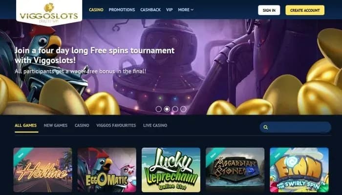 Viggoslots Casino website screenshot