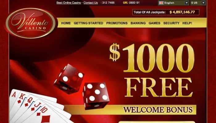 Villento Casino website screenshot