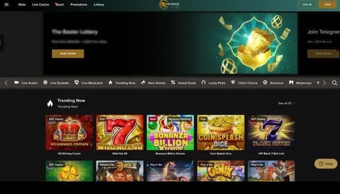 VIPArabClub Casino website screenshot