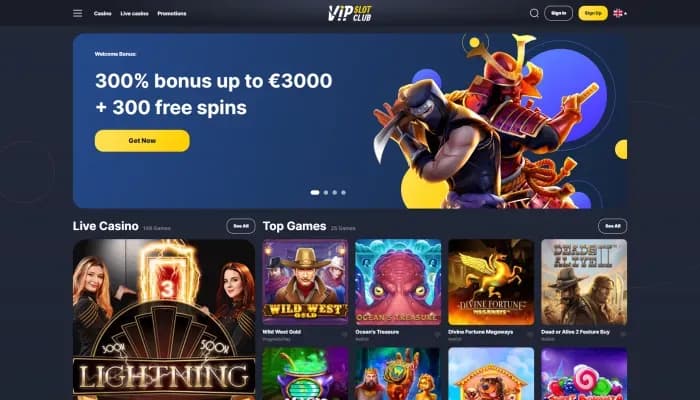 VipSlotClub Casino website screenshot
