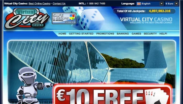 Virtual City Casino website screenshot