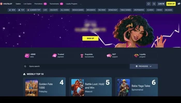Voltslot Casino website screenshot