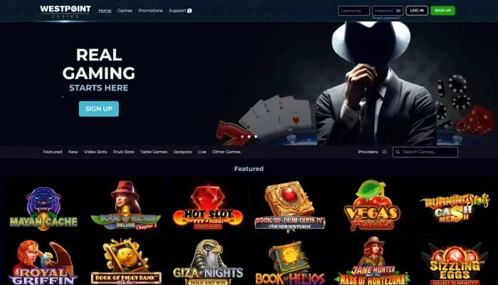 Westpoint Casino website screenshot
