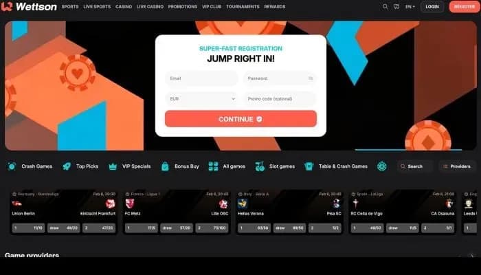 Wettson Casino website screenshot