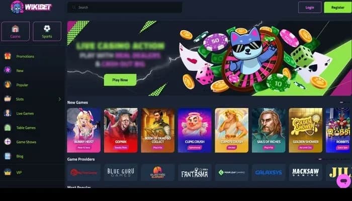 Wikibet Casino website screenshot