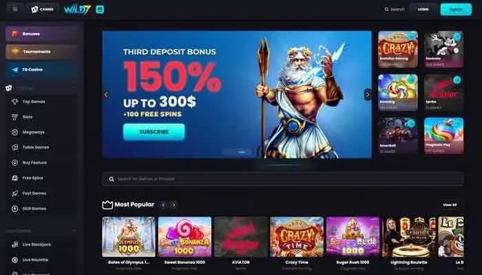 Wild7 Casino website screenshot