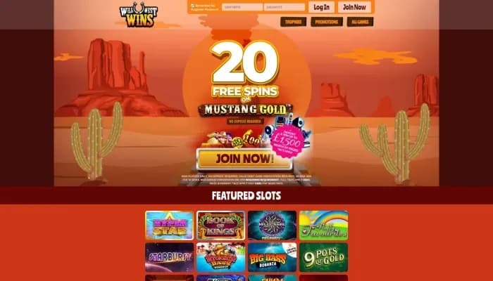 Wild West Wins Casino website screenshot