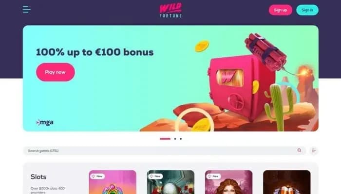 Wildfortune Casino website screenshot