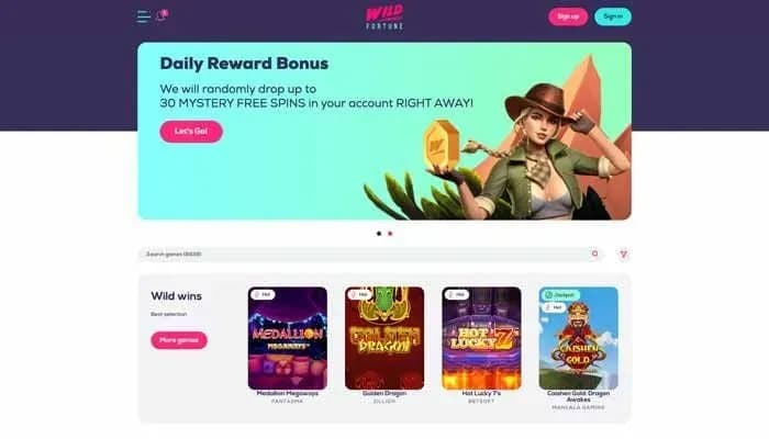 Wildfortune.io Casino website screenshot