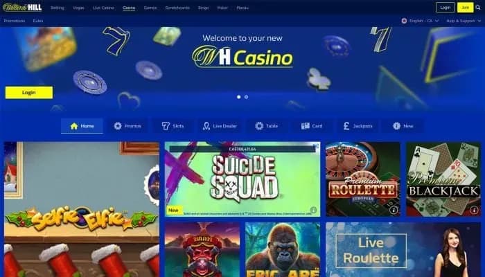 William Hill Vegas website screenshot