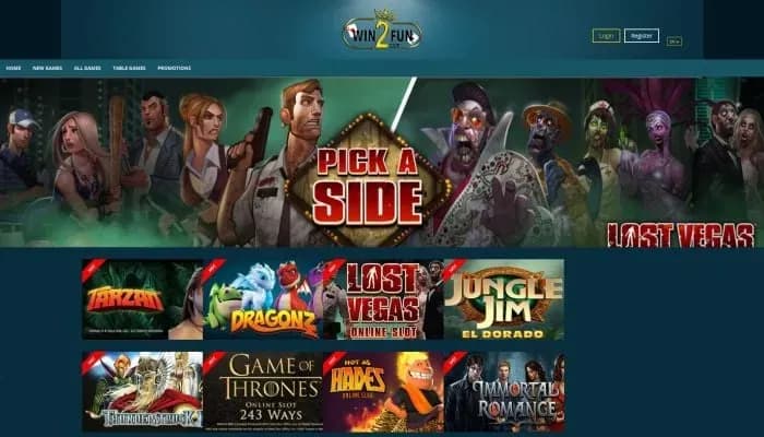 Win2Fun Casino website screenshot