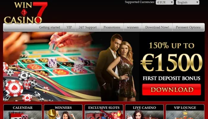 Win 7 Casino website screenshot