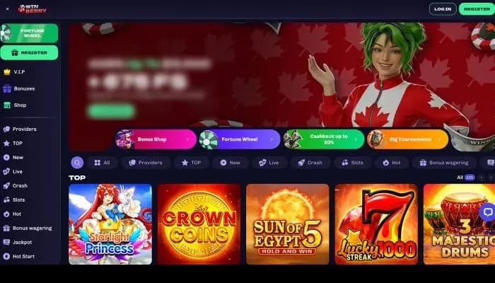 Winberry Casino website screenshot
