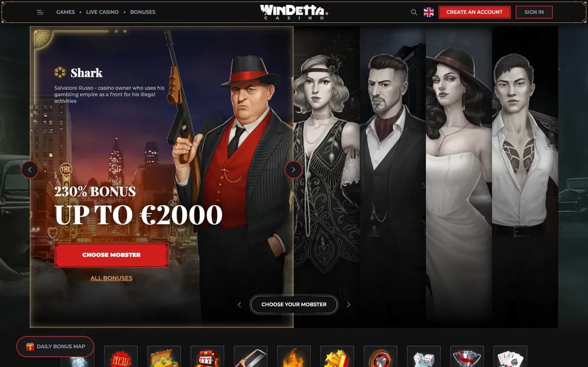 Windetta Casino website screenshot