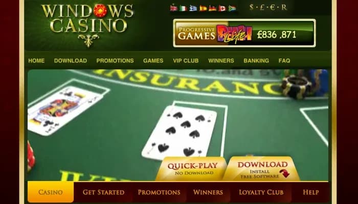 Windows Casino website screenshot