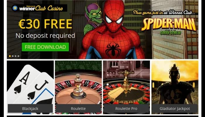 WinnerClub Casino website screenshot