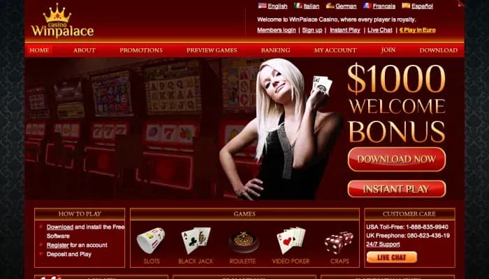 WinPalace Casino website screenshot