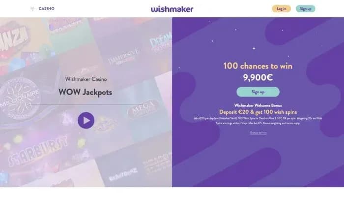 Wishmaker Casino website screenshot