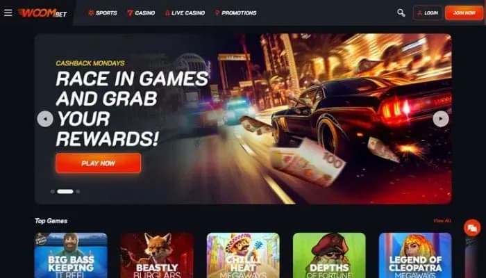 WOOM.BET Casino website screenshot