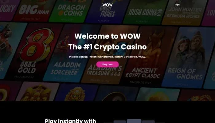 WOW Casino website screenshot