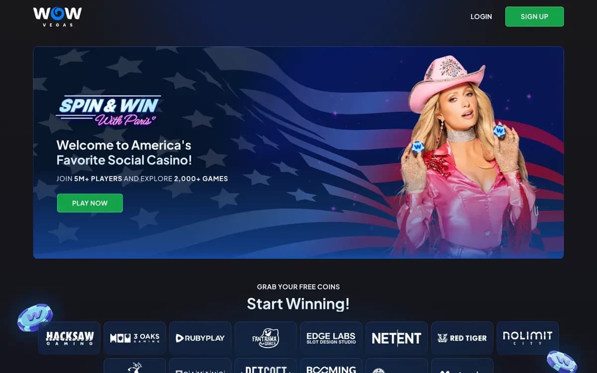 WOW Vegas Casino website screenshot
