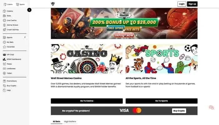 WSM Casino website screenshot