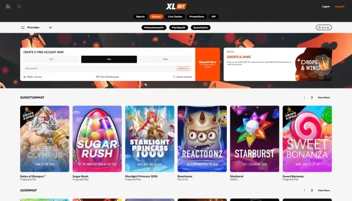 XLBet Casino website screenshot