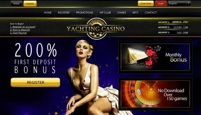 Yachting Casino website screenshot