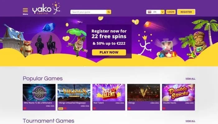 YakoCasino website screenshot