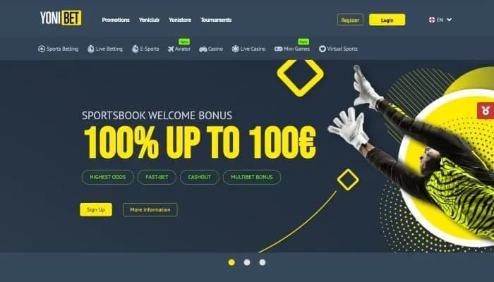 Yonibet Casino website screenshot